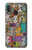 W3879 Retro Music Doodle Hülle Schutzhülle Taschen und Leder Flip für Samsung Galaxy A20e