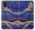 W3906 Navy Blue Purple Marble Hülle Schutzhülle Taschen und Leder Flip für Samsung Galaxy A21s