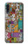 W3879 Retro Music Doodle Hülle Schutzhülle Taschen und Leder Flip für Samsung Galaxy A50
