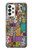 W3879 Retro Music Doodle Hülle Schutzhülle Taschen und Leder Flip für Samsung Galaxy A73 5G