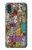 W3879 Retro Music Doodle Hülle Schutzhülle Taschen und Leder Flip für Samsung Galaxy A01