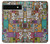 W3879 Retro Music Doodle Hülle Schutzhülle Taschen und Leder Flip für Google Pixel 6a