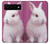 W3870 Cute Baby Bunny Hülle Schutzhülle Taschen und Leder Flip für Google Pixel 6