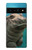 W3871 Cute Baby Hippo Hippopotamus Hülle Schutzhülle Taschen und Leder Flip für Google Pixel 6 Pro