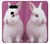 W3870 Cute Baby Bunny Hülle Schutzhülle Taschen und Leder Flip für LG V30, LG V30 Plus, LG V30S ThinQ, LG V35, LG V35 ThinQ