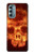 W3881 Fire Skull Hülle Schutzhülle Taschen und Leder Flip für Motorola Moto G Stylus 5G (2022)