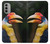 W3876 Colorful Hornbill Hülle Schutzhülle Taschen und Leder Flip für Motorola Moto G51 5G