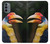 W3876 Colorful Hornbill Hülle Schutzhülle Taschen und Leder Flip für Motorola Moto G31