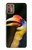 W3876 Colorful Hornbill Hülle Schutzhülle Taschen und Leder Flip für Motorola Moto G9 Plus