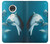 W3878 Dolphin Hülle Schutzhülle Taschen und Leder Flip für Motorola Moto G7, Moto G7 Plus