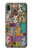 W3879 Retro Music Doodle Hülle Schutzhülle Taschen und Leder Flip für Motorola Moto E6 Plus, Moto E6s