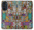 W3879 Retro Music Doodle Hülle Schutzhülle Taschen und Leder Flip für Motorola Edge 30 Pro