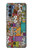 W3879 Retro Music Doodle Hülle Schutzhülle Taschen und Leder Flip für Motorola Edge S30