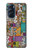 W3879 Retro Music Doodle Hülle Schutzhülle Taschen und Leder Flip für Motorola Edge X30