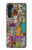 W3879 Retro Music Doodle Hülle Schutzhülle Taschen und Leder Flip für Motorola Edge