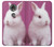 W3870 Cute Baby Bunny Hülle Schutzhülle Taschen und Leder Flip für Motorola Moto E5 Plus