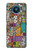 W3879 Retro Music Doodle Hülle Schutzhülle Taschen und Leder Flip für Nokia 8.3 5G