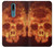 W3881 Fire Skull Hülle Schutzhülle Taschen und Leder Flip für Nokia 2.4