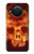 W3881 Fire Skull Hülle Schutzhülle Taschen und Leder Flip für Nokia X10