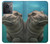 W3871 Cute Baby Hippo Hippopotamus Hülle Schutzhülle Taschen und Leder Flip für OnePlus Ace