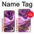W3896 Purple Marble Gold Streaks Hülle Schutzhülle Taschen und Leder Flip für OnePlus 6