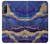 W3906 Navy Blue Purple Marble Hülle Schutzhülle Taschen und Leder Flip für Sony Xperia 10 IV
