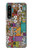 W3879 Retro Music Doodle Hülle Schutzhülle Taschen und Leder Flip für Sony Xperia 1 IV