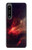 W3897 Red Nebula Space Hülle Schutzhülle Taschen und Leder Flip für Sony Xperia 1 IV