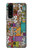 W3879 Retro Music Doodle Hülle Schutzhülle Taschen und Leder Flip für Sony Xperia 5 III