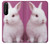W3870 Cute Baby Bunny Hülle Schutzhülle Taschen und Leder Flip für Sony Xperia 1 II