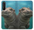 W3871 Cute Baby Hippo Hippopotamus Hülle Schutzhülle Taschen und Leder Flip für Sony Xperia 1 II