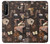 W3877 Dark Academia Hülle Schutzhülle Taschen und Leder Flip für Sony Xperia 1 II