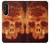 W3881 Fire Skull Hülle Schutzhülle Taschen und Leder Flip für Sony Xperia 1 II