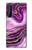 W3896 Purple Marble Gold Streaks Hülle Schutzhülle Taschen und Leder Flip für Sony Xperia 1 II