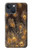 W3691 Gold Peacock Feather Hülle Schutzhülle Taschen und Leder Flip für iPhone 14