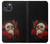 W3753 Dark Gothic Goth Skull Roses Hülle Schutzhülle Taschen und Leder Flip für iPhone 14
