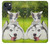 W3795 Kitten Cat Playful Siberian Husky Dog Paint Hülle Schutzhülle Taschen und Leder Flip für iPhone 14