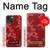 W3817 Red Floral Cherry blossom Pattern Hülle Schutzhülle Taschen und Leder Flip für iPhone 14