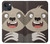W3855 Sloth Face Cartoon Hülle Schutzhülle Taschen und Leder Flip für iPhone 14