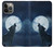W3693 Grim White Wolf Full Moon Hülle Schutzhülle Taschen und Leder Flip für iPhone 14 Pro