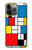 W3814 Piet Mondrian Line Art Composition Hülle Schutzhülle Taschen und Leder Flip für iPhone 14 Pro