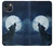 W3693 Grim White Wolf Full Moon Hülle Schutzhülle Taschen und Leder Flip für iPhone 14 Plus