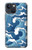 W3751 Wave Pattern Hülle Schutzhülle Taschen und Leder Flip für iPhone 14 Plus