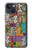 W3879 Retro Music Doodle Hülle Schutzhülle Taschen und Leder Flip für iPhone 14 Plus