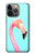 W3708 Pink Flamingo Hülle Schutzhülle Taschen und Leder Flip für iPhone 14 Pro Max