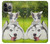 W3795 Kitten Cat Playful Siberian Husky Dog Paint Hülle Schutzhülle Taschen und Leder Flip für iPhone 14 Pro Max