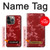 W3817 Red Floral Cherry blossom Pattern Hülle Schutzhülle Taschen und Leder Flip für iPhone 14 Pro Max