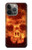 W3881 Fire Skull Hülle Schutzhülle Taschen und Leder Flip für iPhone 14 Pro Max