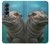 W3871 Cute Baby Hippo Hippopotamus Hülle Schutzhülle Taschen Flip für Samsung Galaxy Z Fold 4