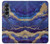 W3906 Navy Blue Purple Marble Hülle Schutzhülle Taschen Flip für Samsung Galaxy Z Fold 4
